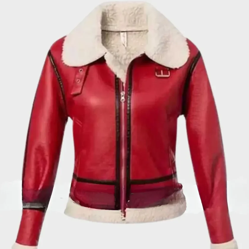 christmas-womens-shearling-red-leather-jacket