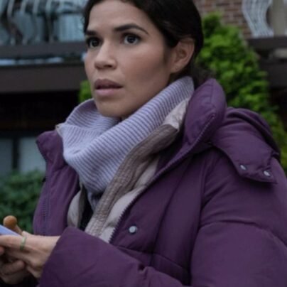 dumb-money-america-ferrera-purple-jacket