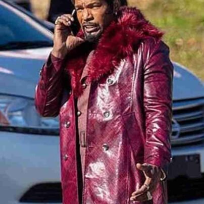 jamie-foxx-they-cloned-tyrone-2023-purple-leather-coat